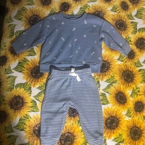 Blue Baby Outfit with Space Print